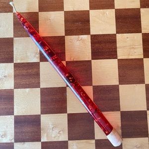 Lucite Faux Candle, Red Decorative Candlestick With Flakes, Acrylic 12 Inch Tape